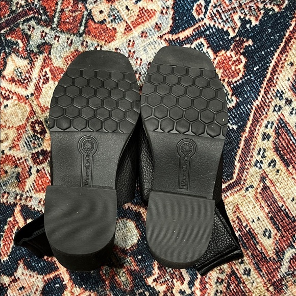 Black Leather Block Heel Sandals - Picture 6 of 7